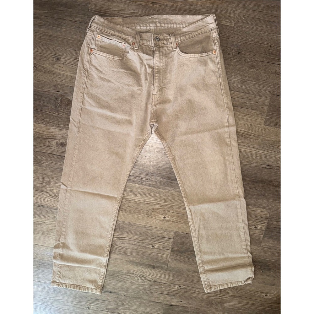 Levis 505 Regular Fit Jeans Mens 34x30 Tan Khaki Straight Leg Denim Pants